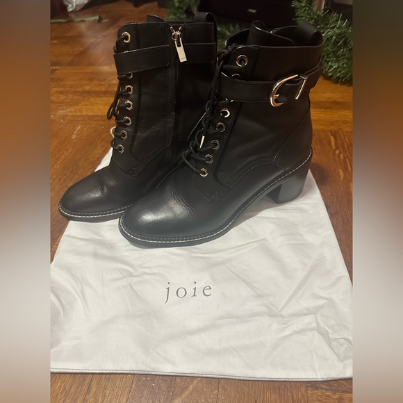 Joie: Raster Block-Heel Leather Combat Boots Size 8.5/39 - Picture 5 of 7